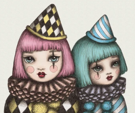 CLOWN FACE GIRLS - ALL OCCASIONS CARD Doll-11