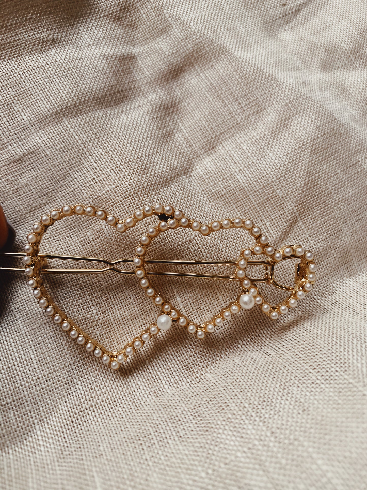 Valentine Heart Pearl Hair Slide Clip