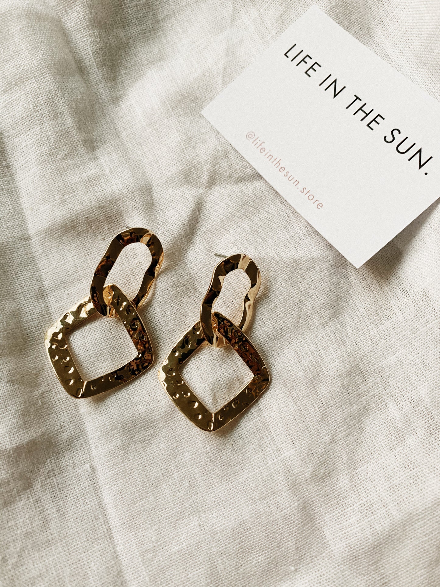 Geometric Bliss Gold Hammer Stud Earrings | By: Life in the sun store