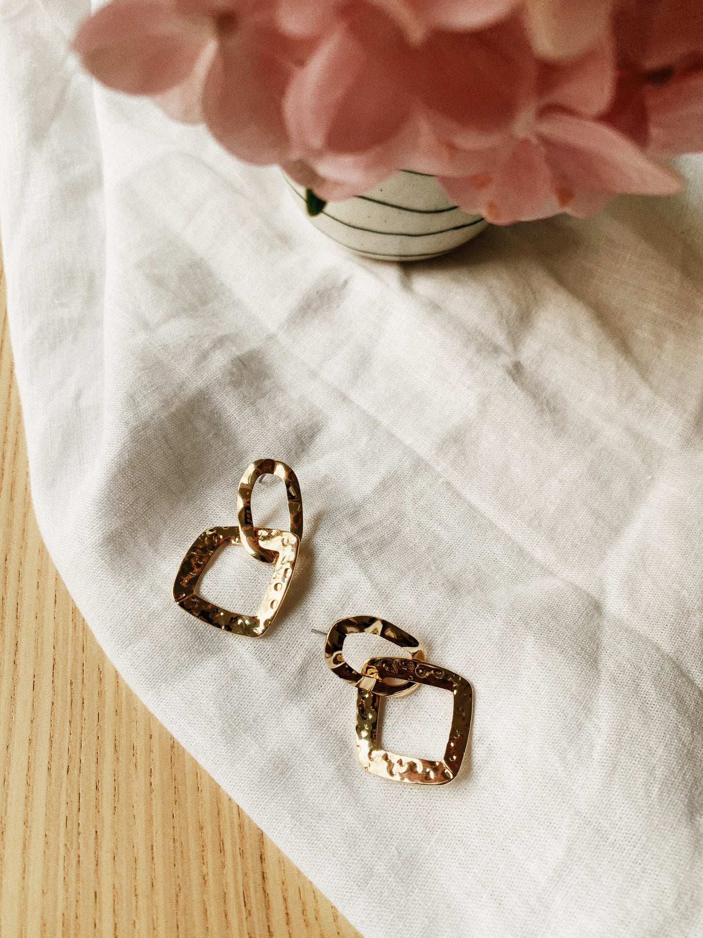 Geometric Bliss Gold Hammer Stud Earrings | By: Life in the sun store