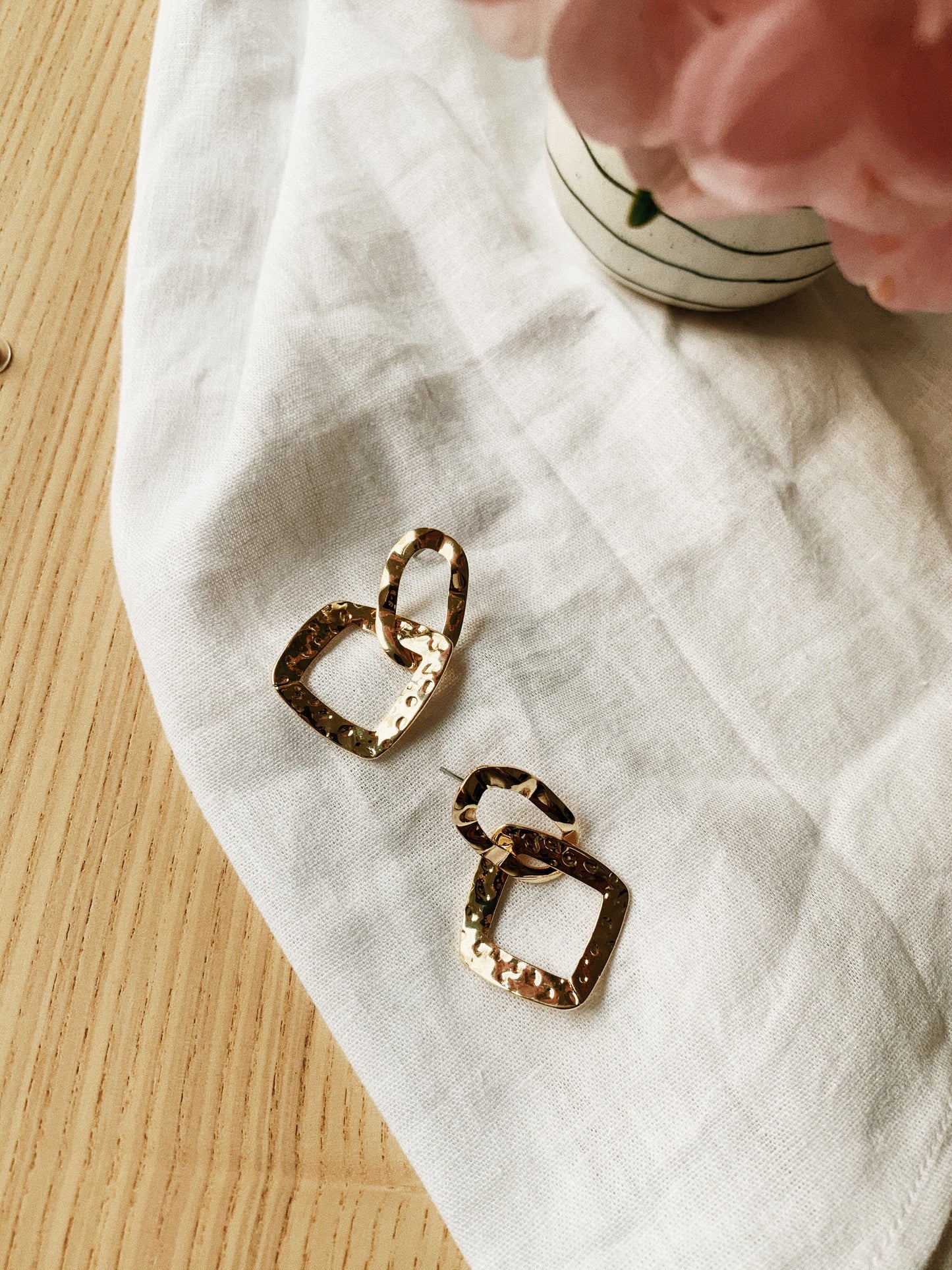 Geometric Bliss Gold Hammer Stud Earrings | By: Life in the sun store
