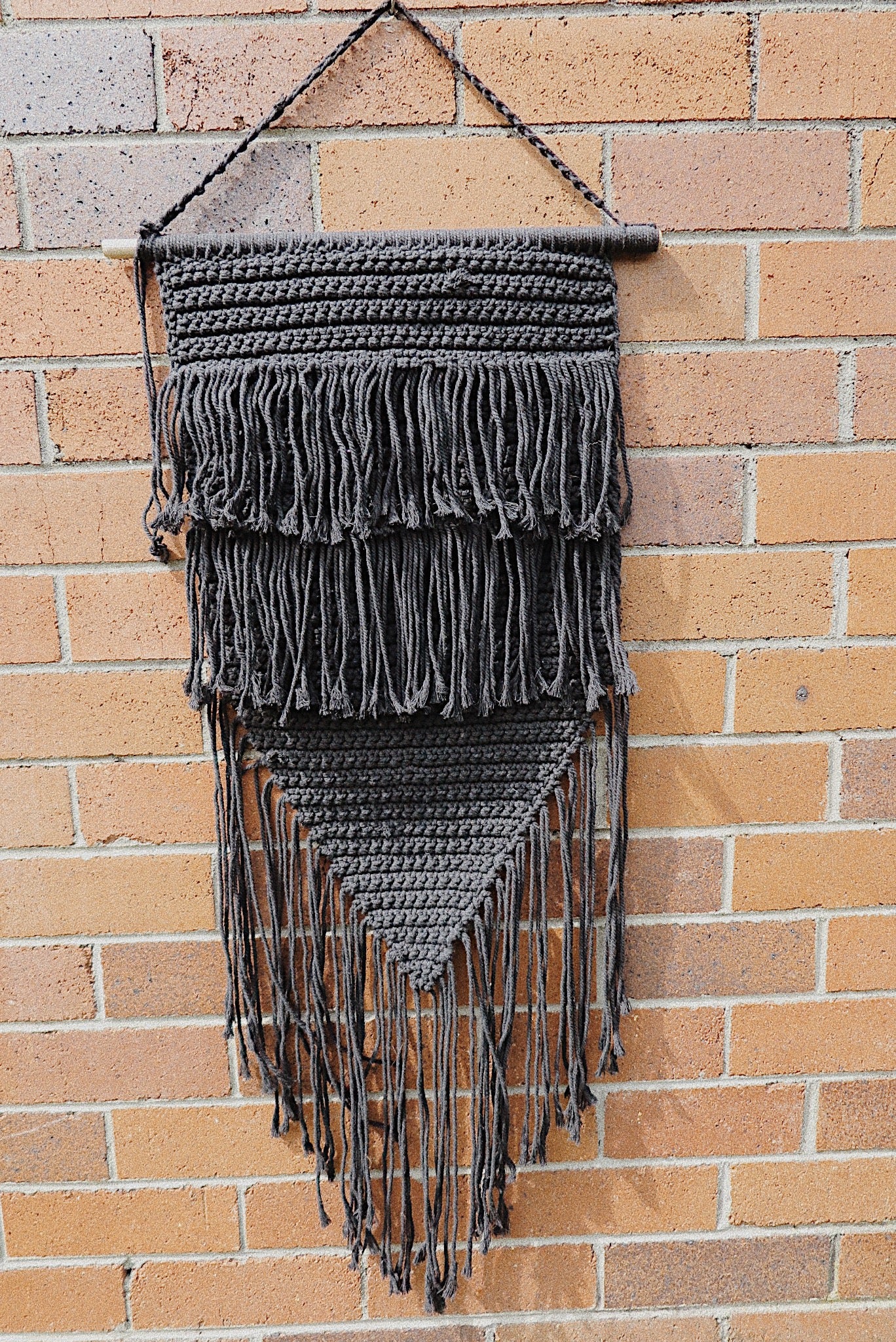 Black Boho Natural Macrame Wall Hanging
