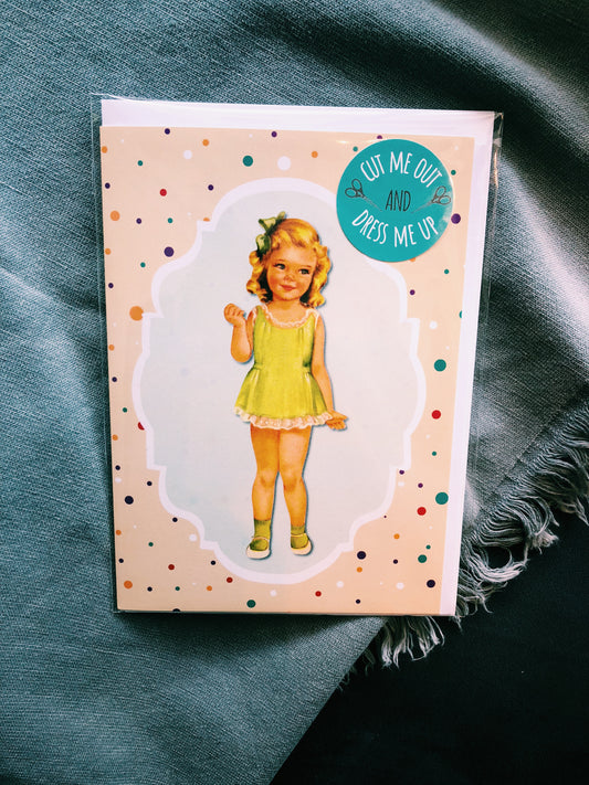 VINTAGE CUT OUT AND DRESS UP CARD - GREEN - DM4