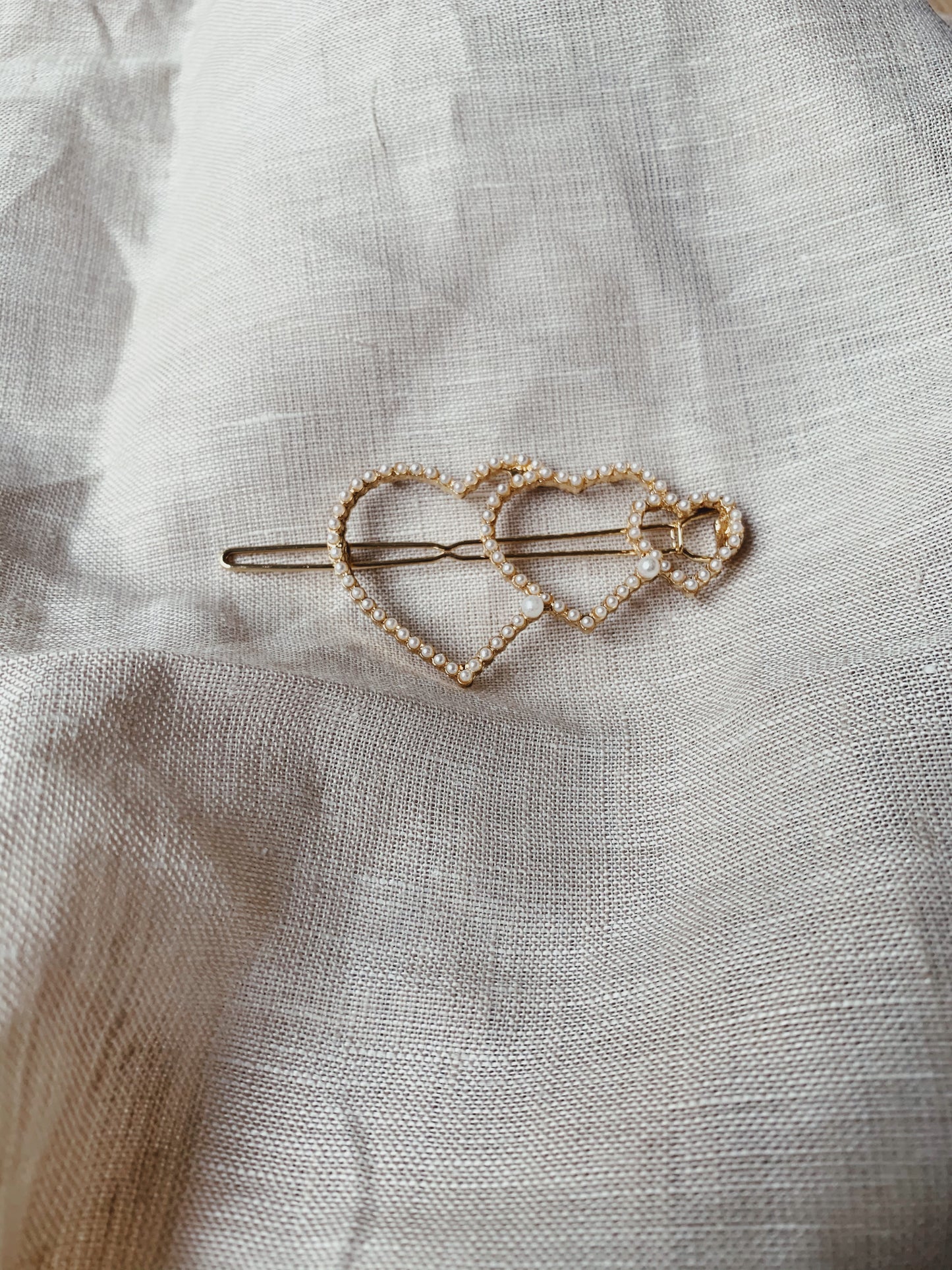 Valentine Heart Pearl Hair Slide Clip