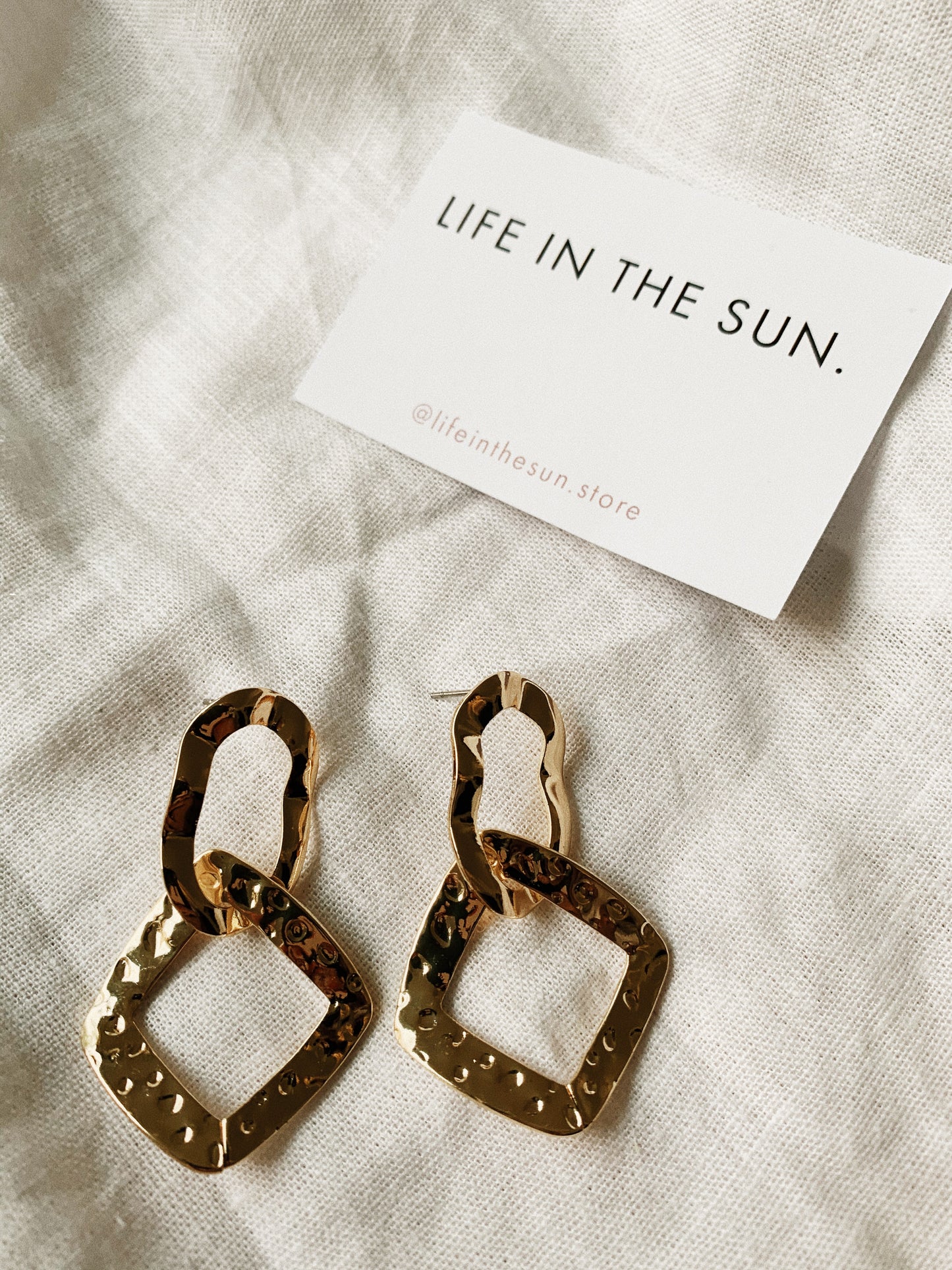 Geometric Bliss Gold Hammer Stud Earrings | By: Life in the sun store