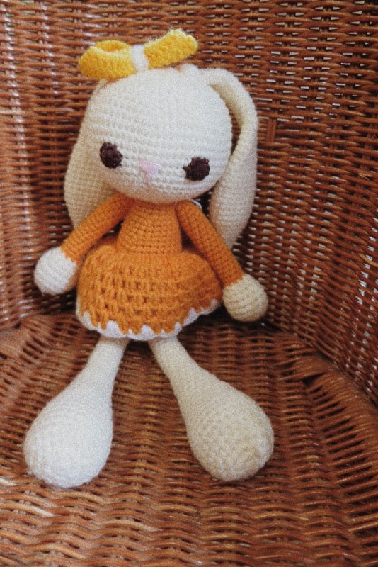 Lola Tangy Orange Crochet Bunny Doll
