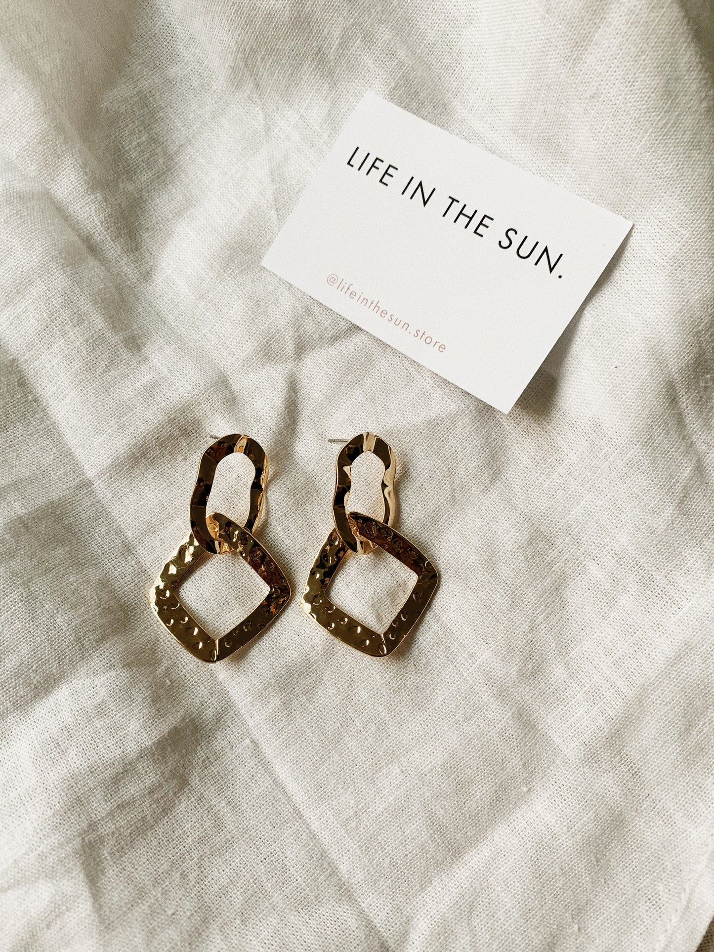 Geometric Bliss Gold Hammer Stud Earrings | By: Life in the sun store