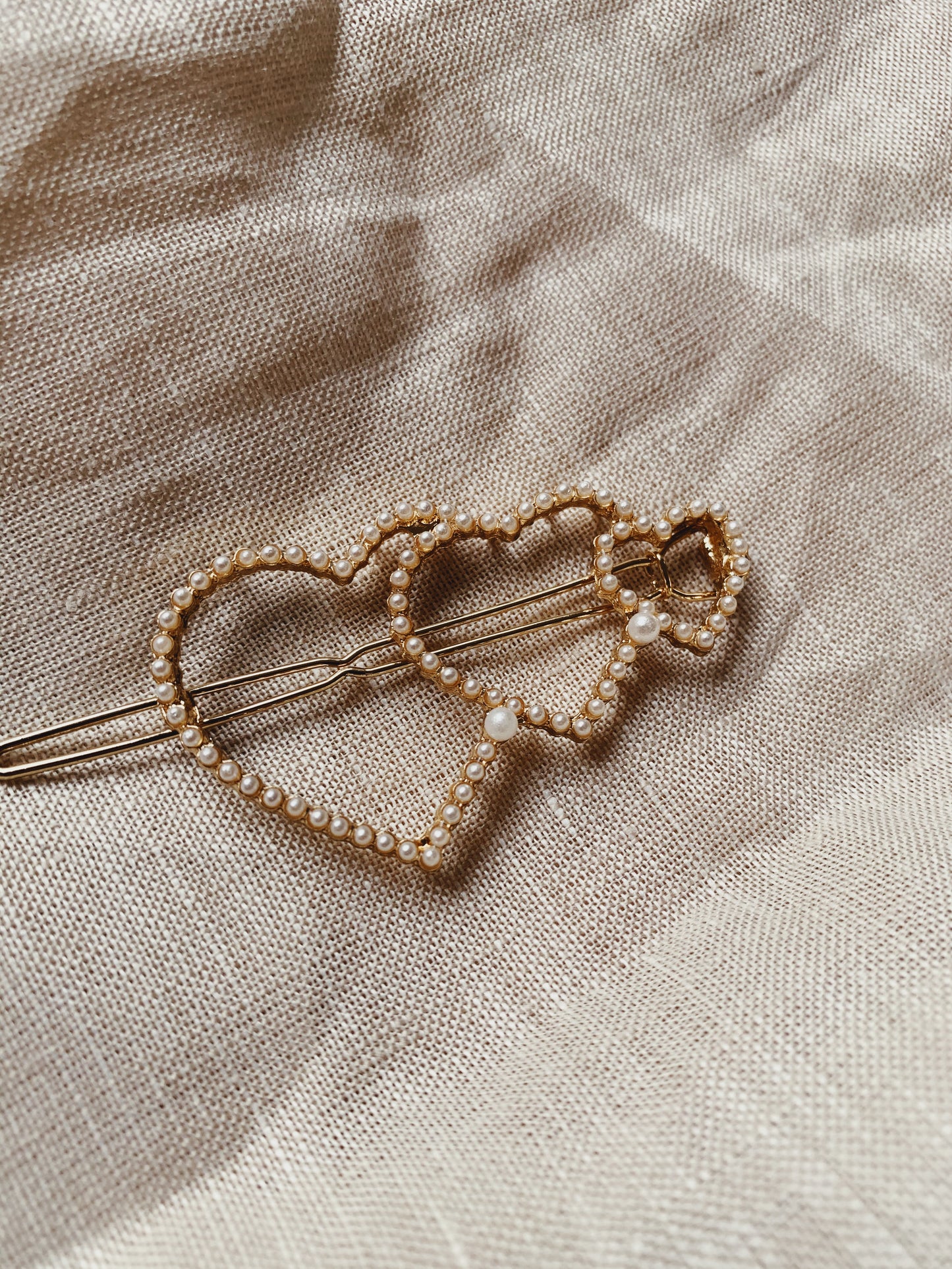 Valentine Heart Pearl Hair Slide Clip