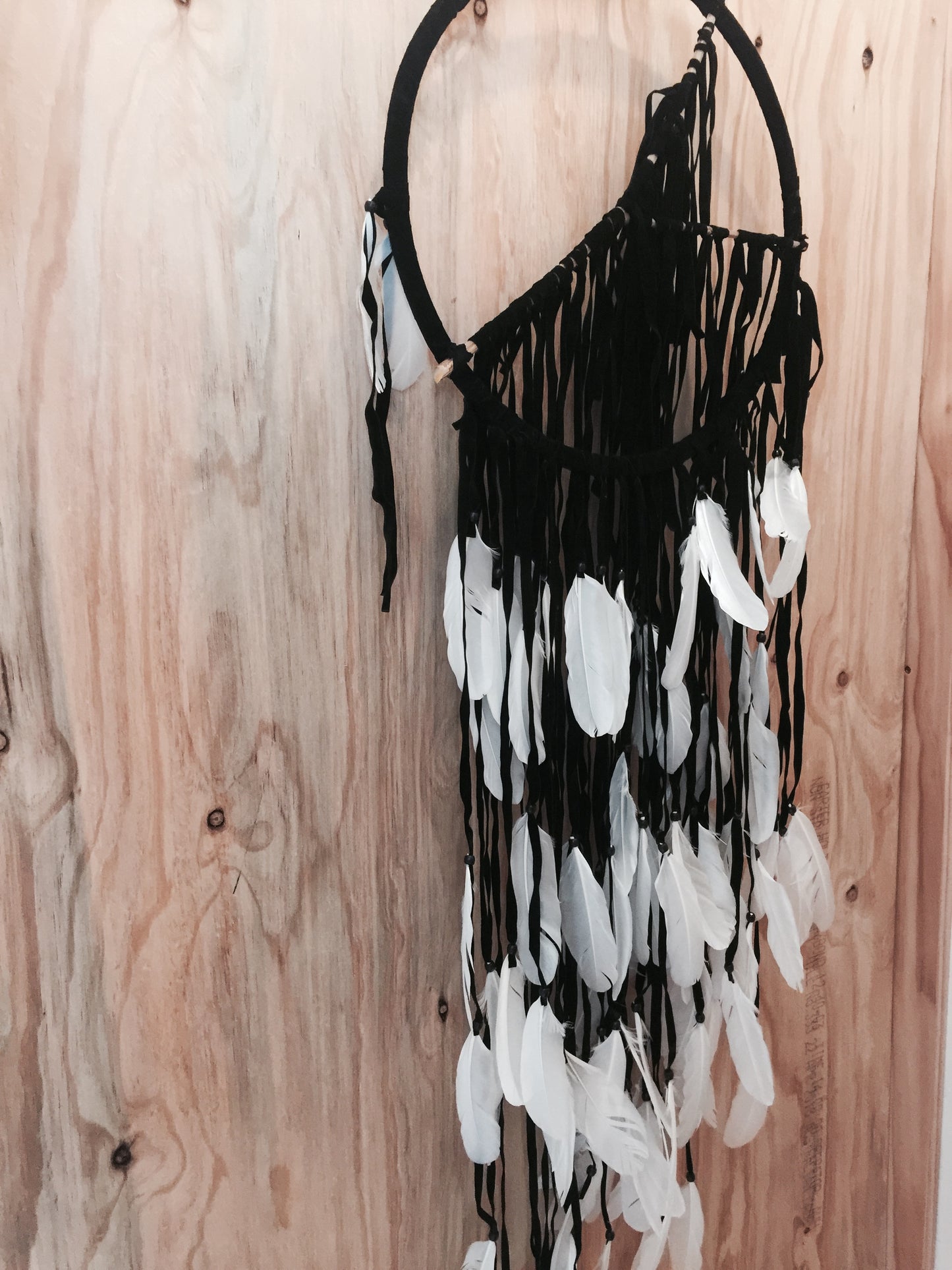 MONOCHROME FEATHER DREAMCATCHER WALL HANGING