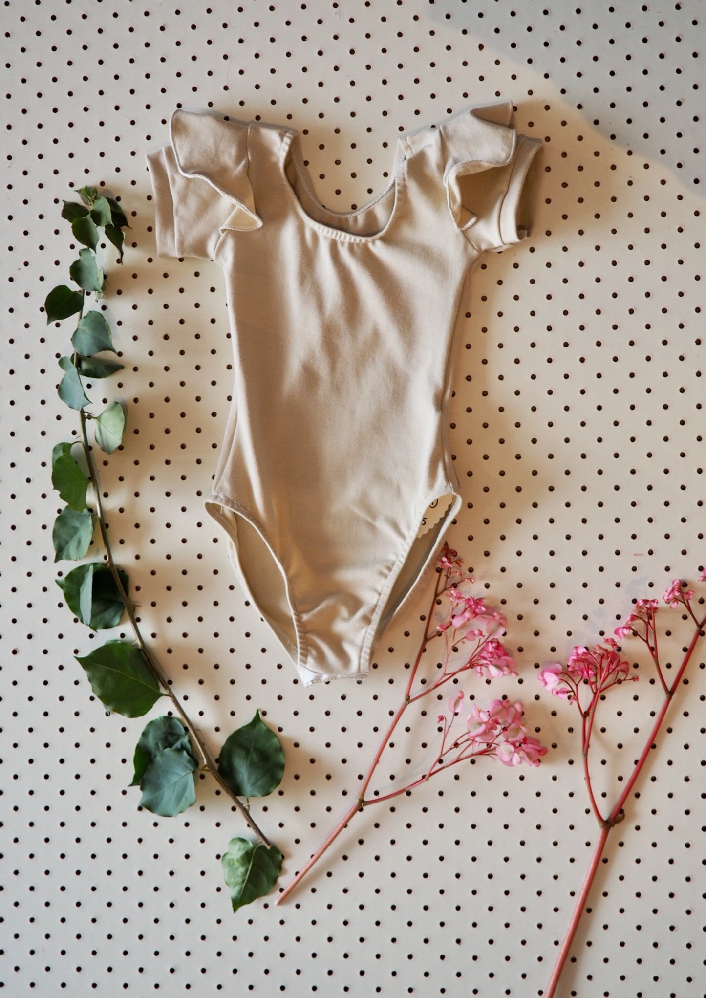 BABY + KIDS SIZES BELLE CAP SLEEVE TAN/NUDE BODY SUIT - HANDMADE - ORGANIC COTTON