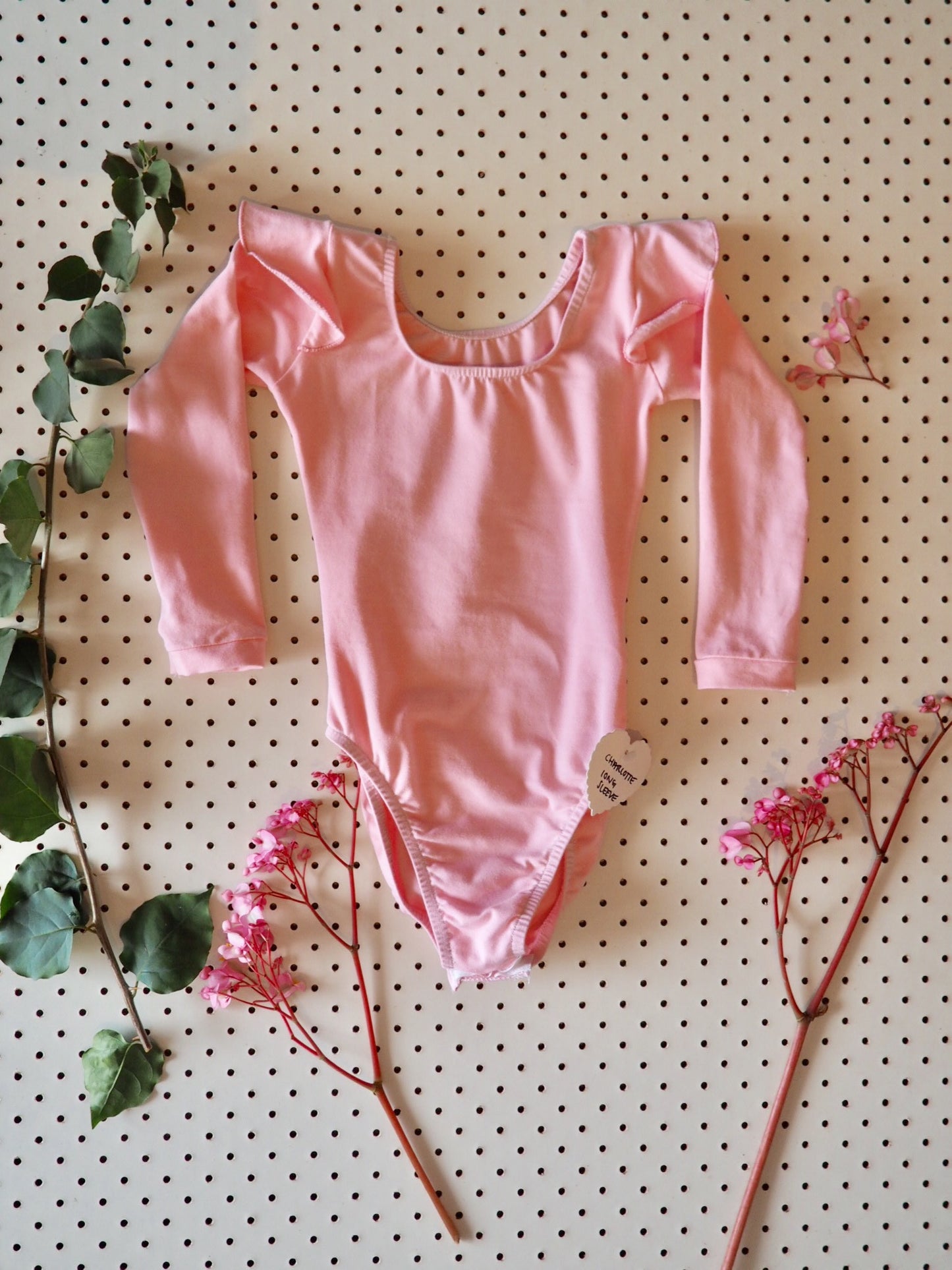 BELLE LONG SLEEVE BALLET PINK ORGANIC COTTON BODY SUIT