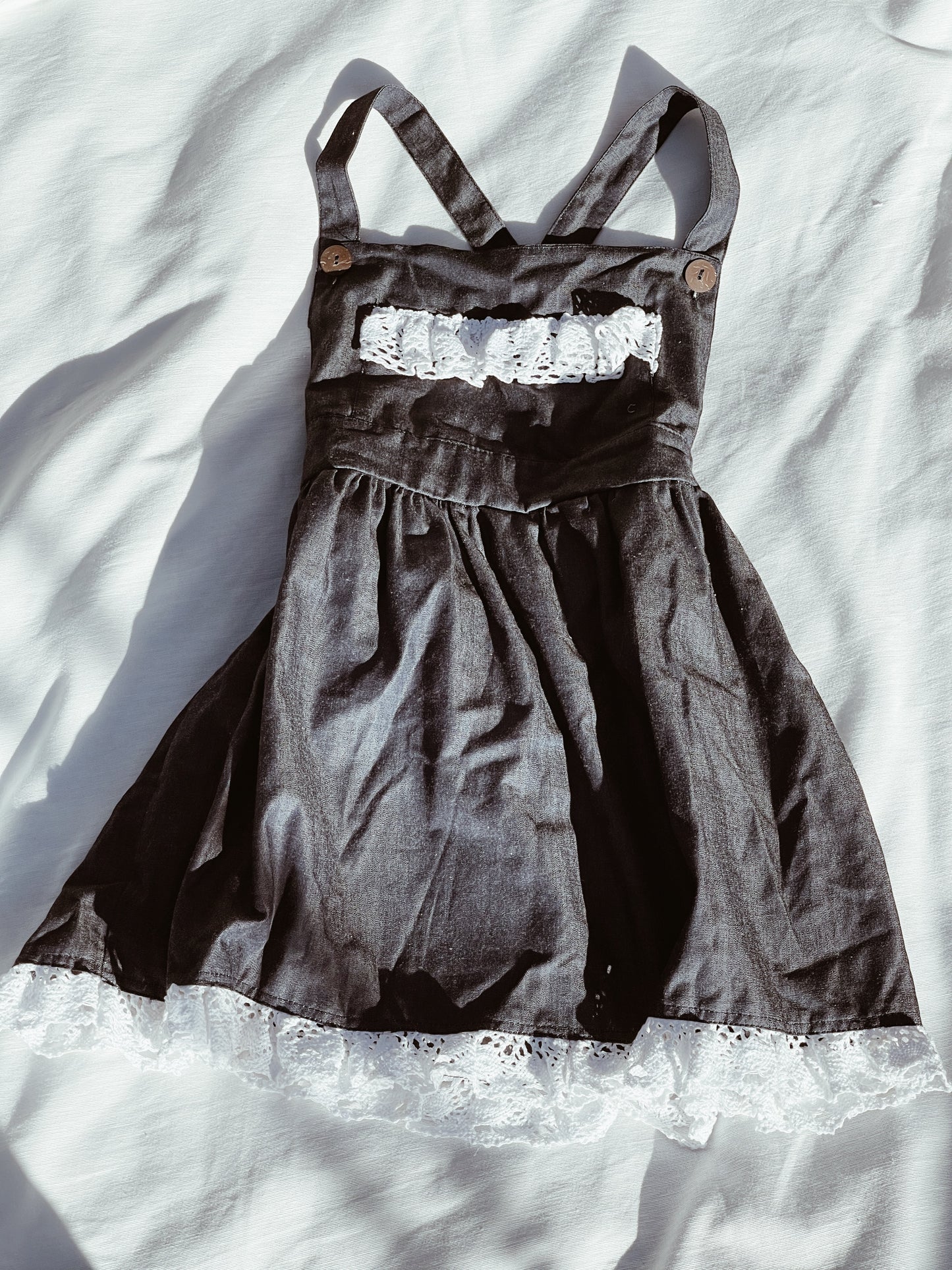 iluca the label | Vintage Rogue Denim and Crochet Pinafore with Crochet Detailing - Baby and Toddler Size