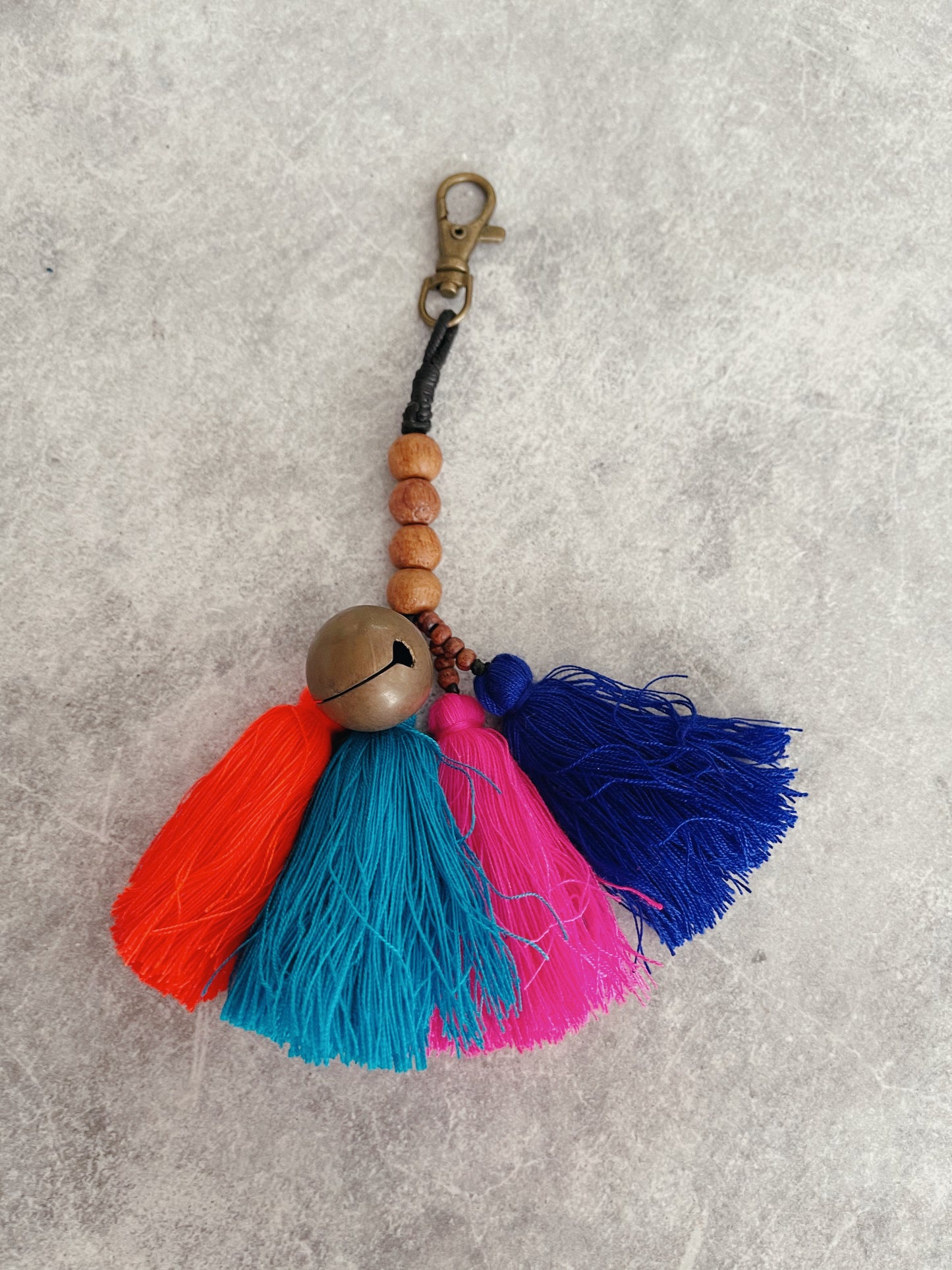 Tri Tassel Bell Handmade Keyring