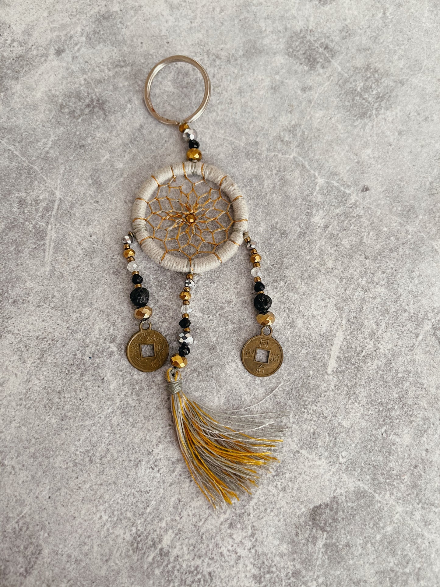 Handmade DreamCatcher Keyring - Tan