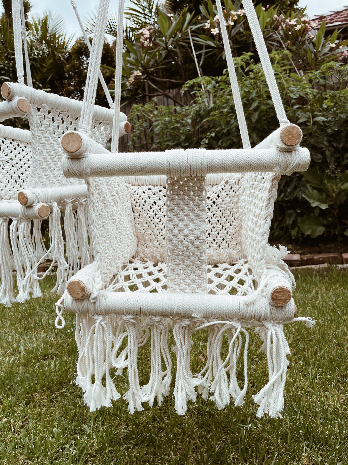 Boho Childrens + Baby Macrame Swing- Bead Front