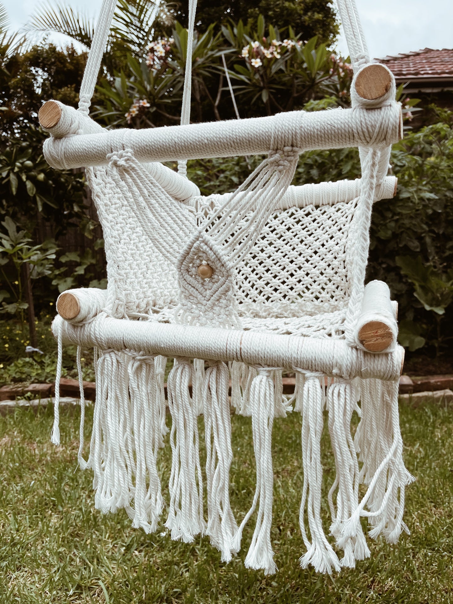 Boho Childrens + Baby Macrame Swing- Bead Front