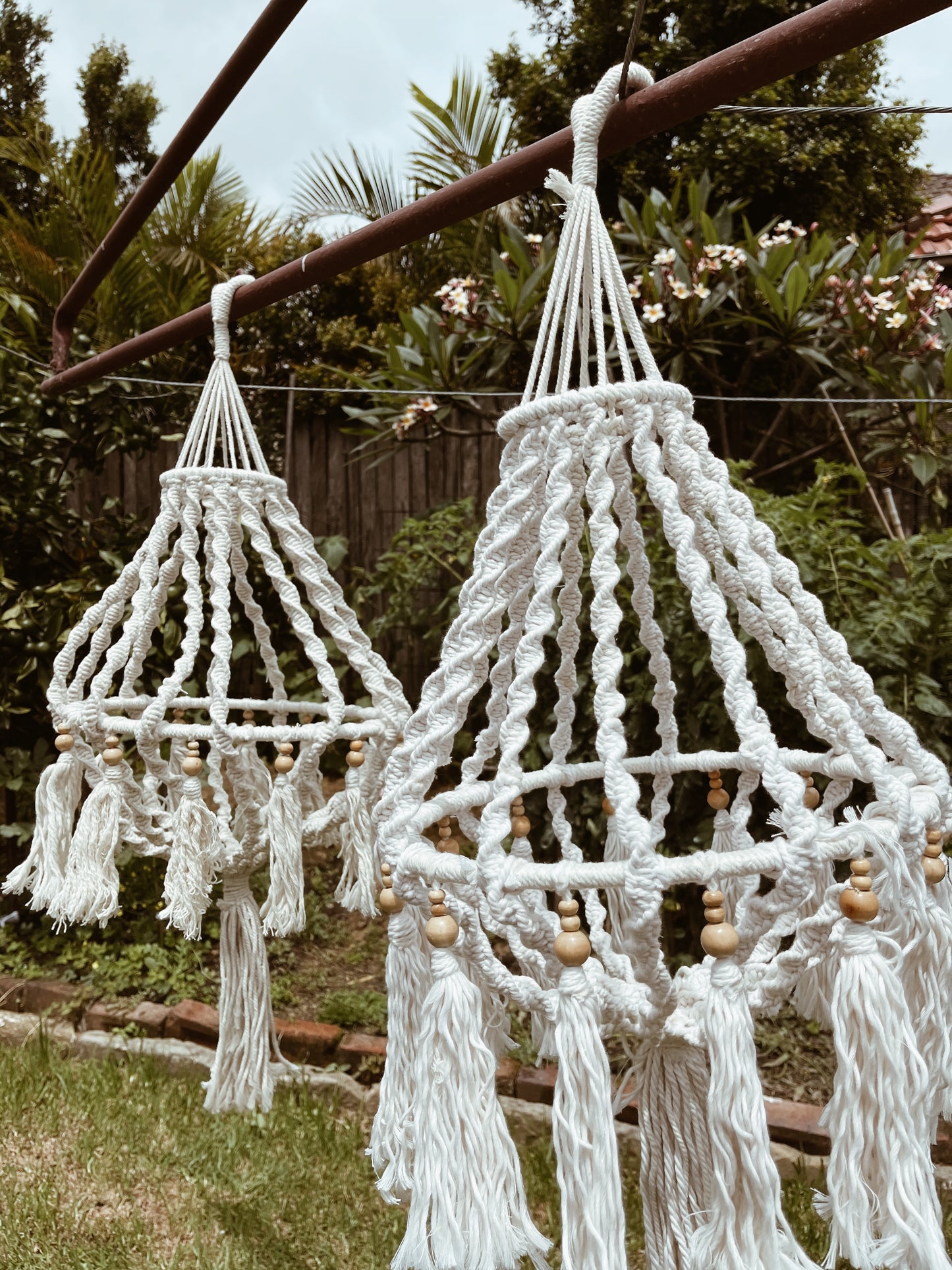 Macrame and Bead twisted large hanger pendant