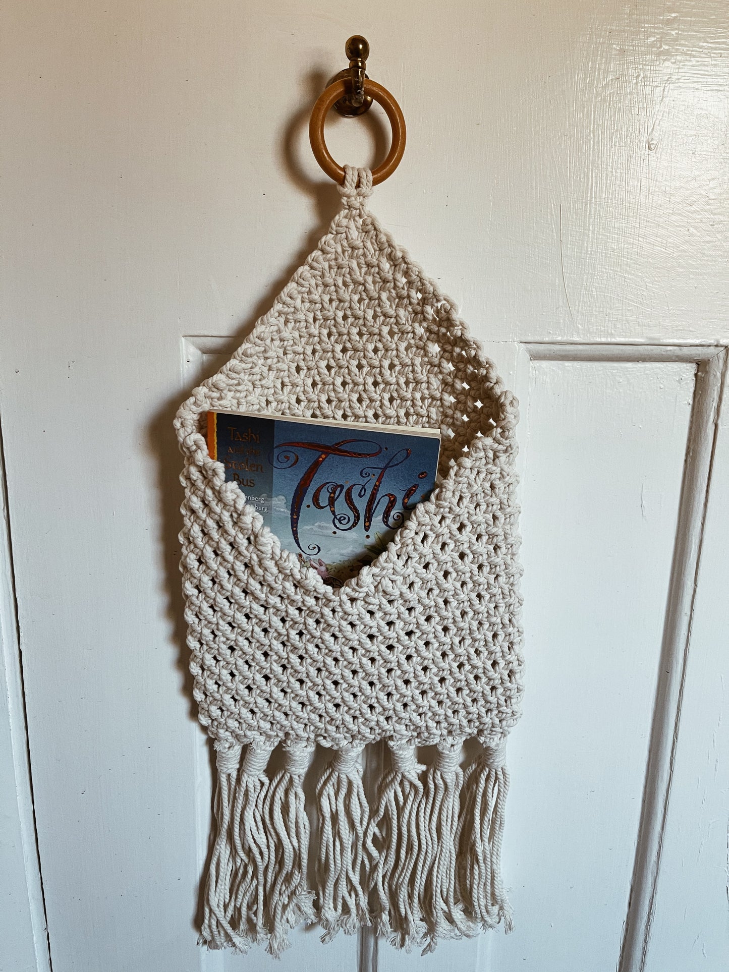 Macrame hanging bedside storage