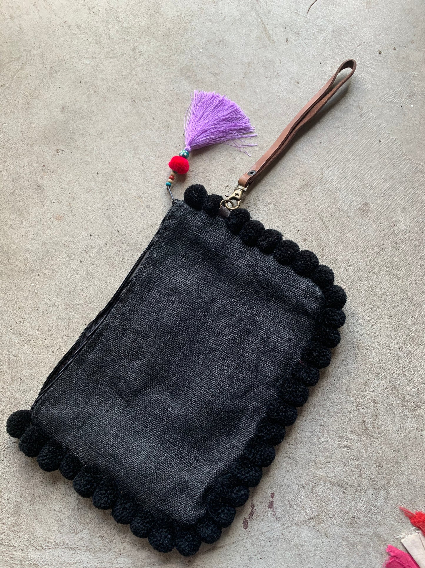 Almighty Love Pompom Clutch (Black)