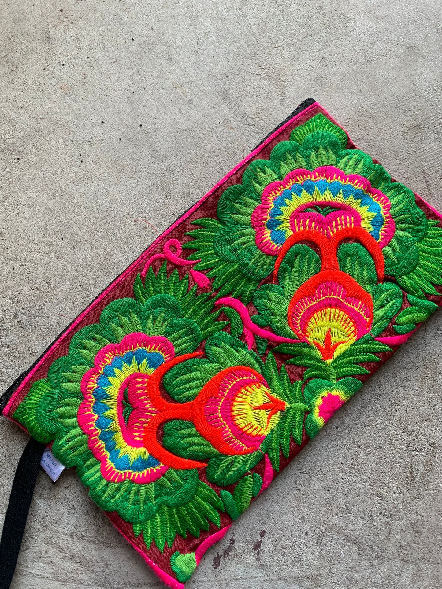 Love Embroidered Trad Clutch - Burgundy Base