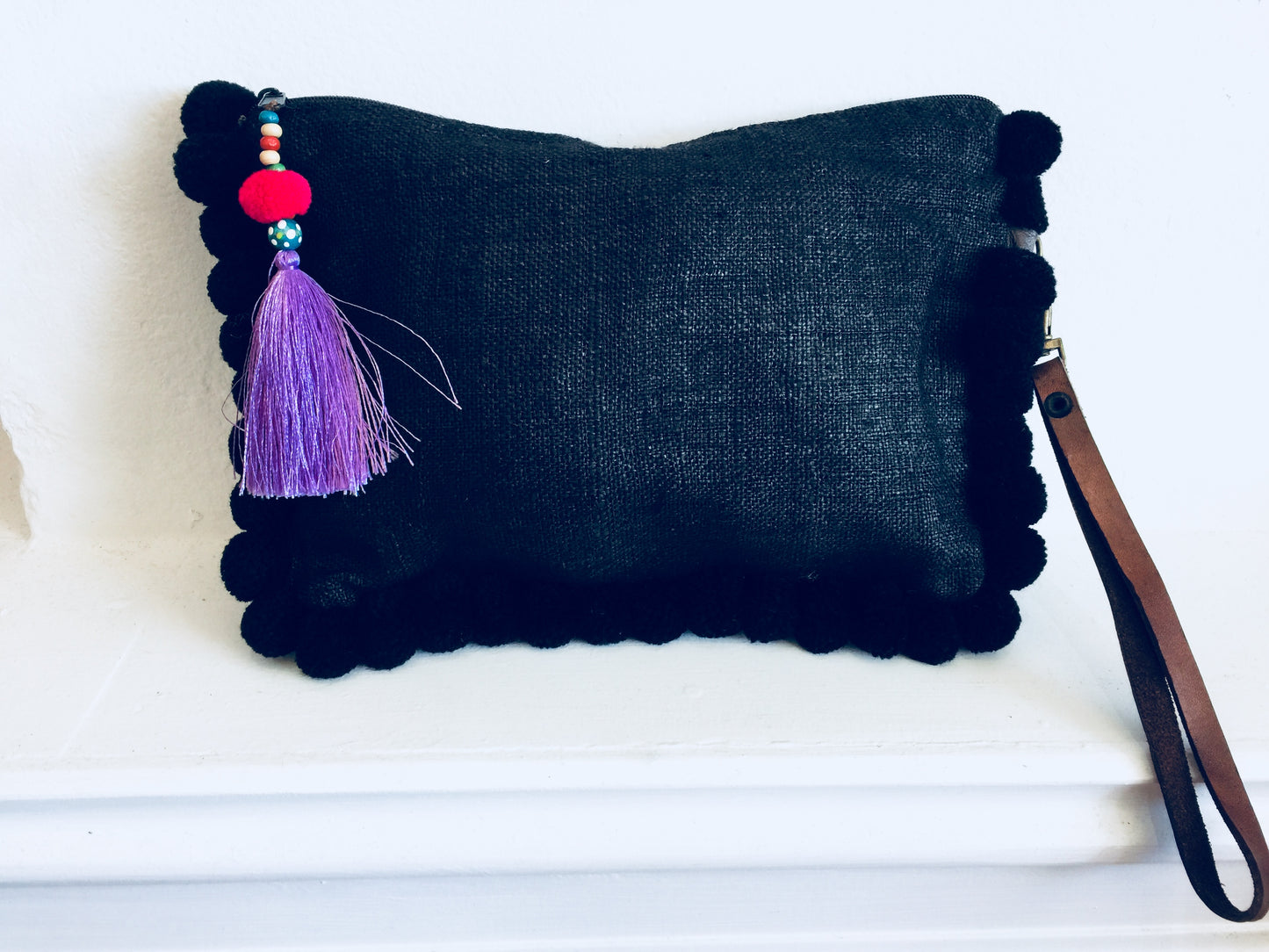 Almighty Love Pompom Clutch (Black)