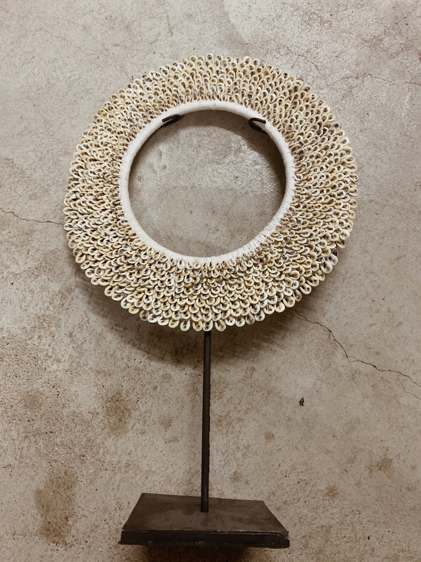 Natural Hoop Shell Bust on Stand- Tribal Homewares Decor