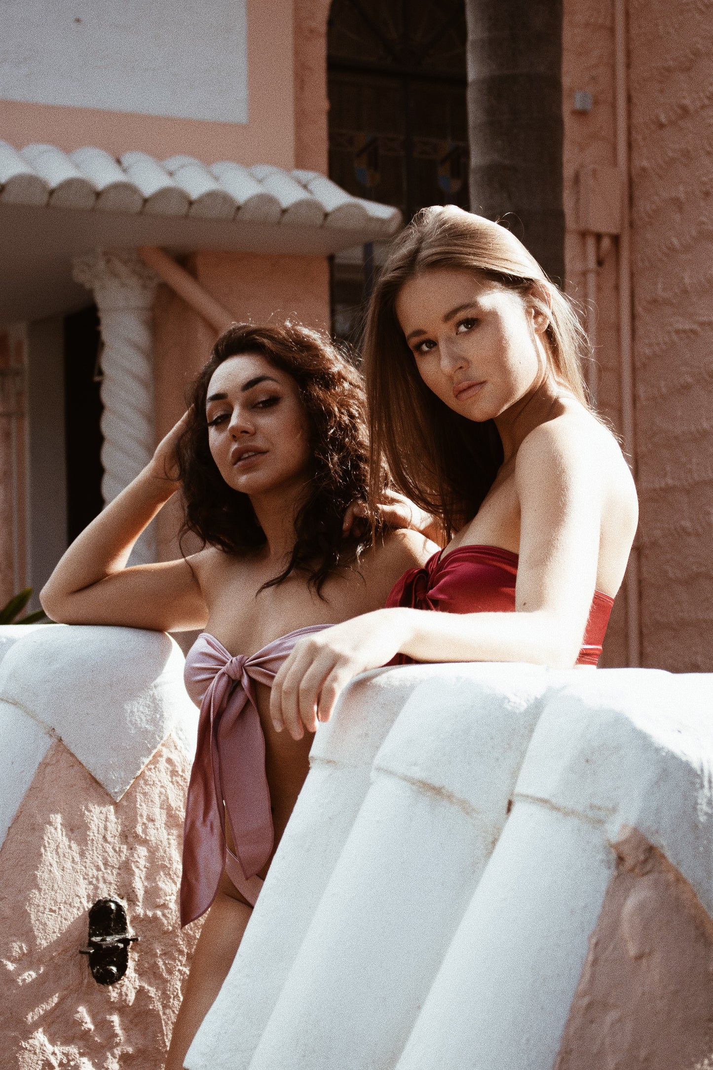 GERRY CAN: SATIN SILK BLUSH // TIE UP BANDEAU BIKINI SET