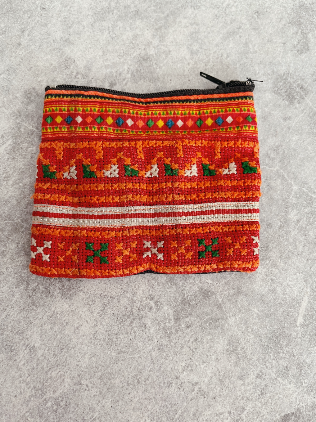 Sunset Tones: Thai Hmong Velvet Detailed Purse