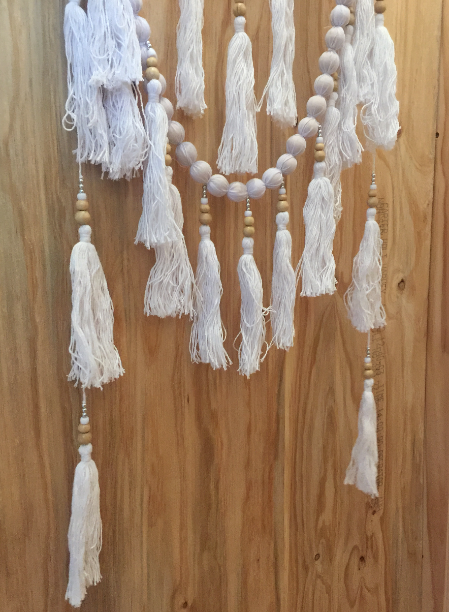 WHITE CROCHET FEATHER DREAMCATCHER WALL HANGING