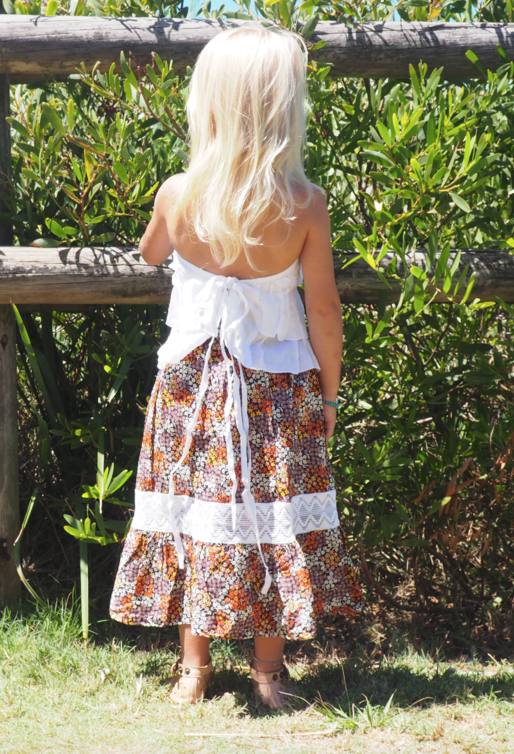iluca the label: AUBREE MAXI SKIRT W/ CROCHET DETAIL- KIDS