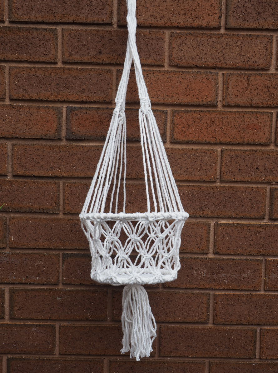 White Macrame Plant Hanger