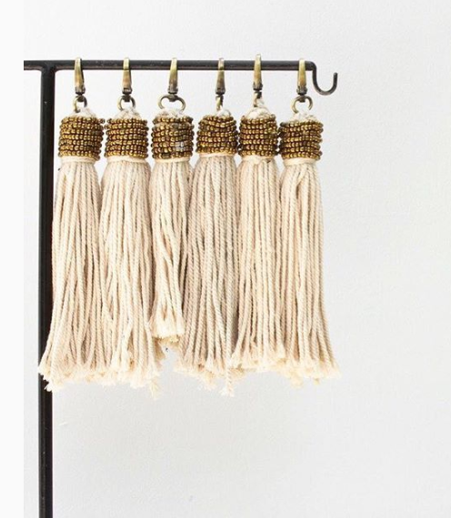 Natural Beaded Tassel Keyring