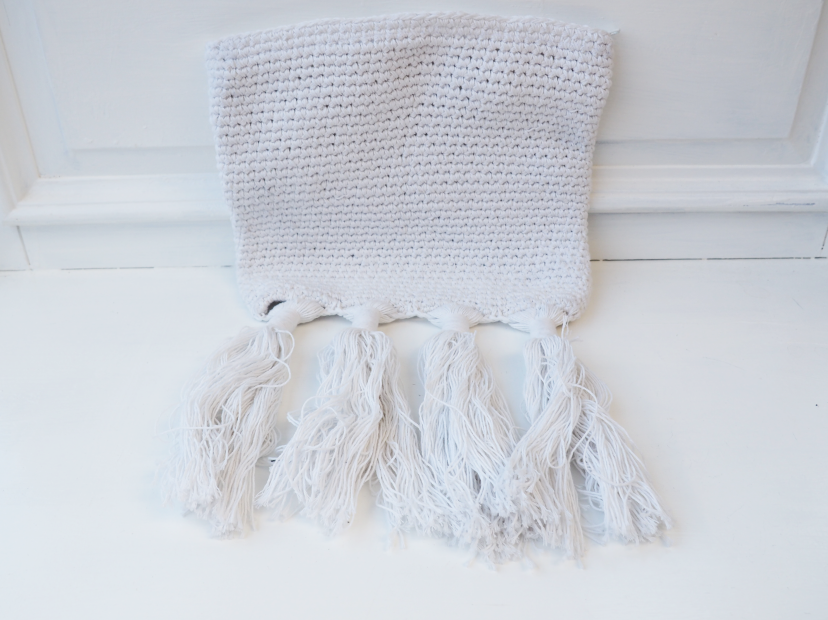 MEGA TASSEL CLUTCH - MY STORE SYDNEY ORIGINAL MACRAME DESIGN ( WHITE)