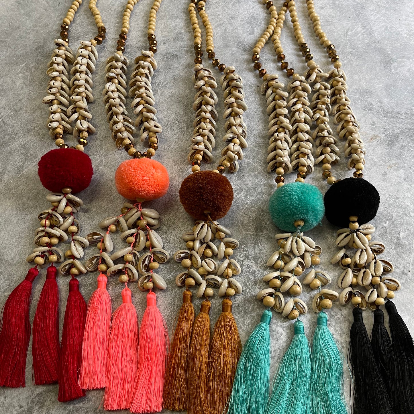 POM AND TASSLE ARTISAN NECKPIECE
