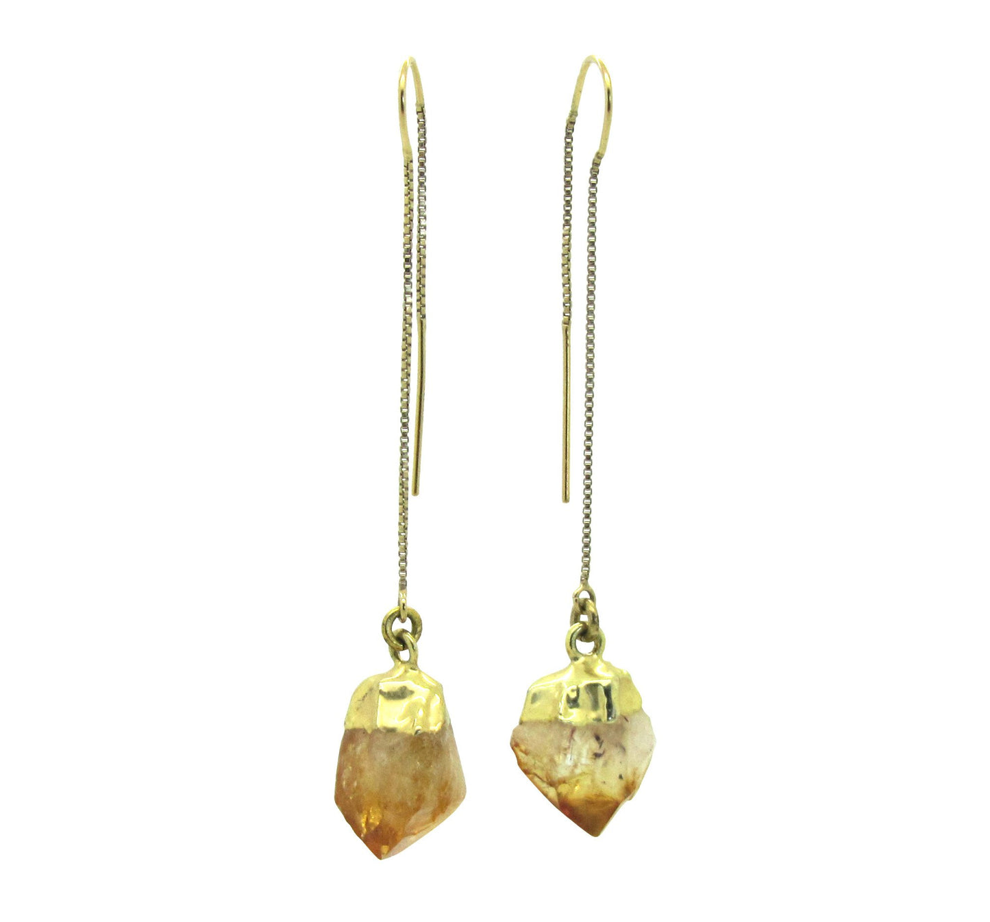 Odisya- Gold Citrine Thread Earrings