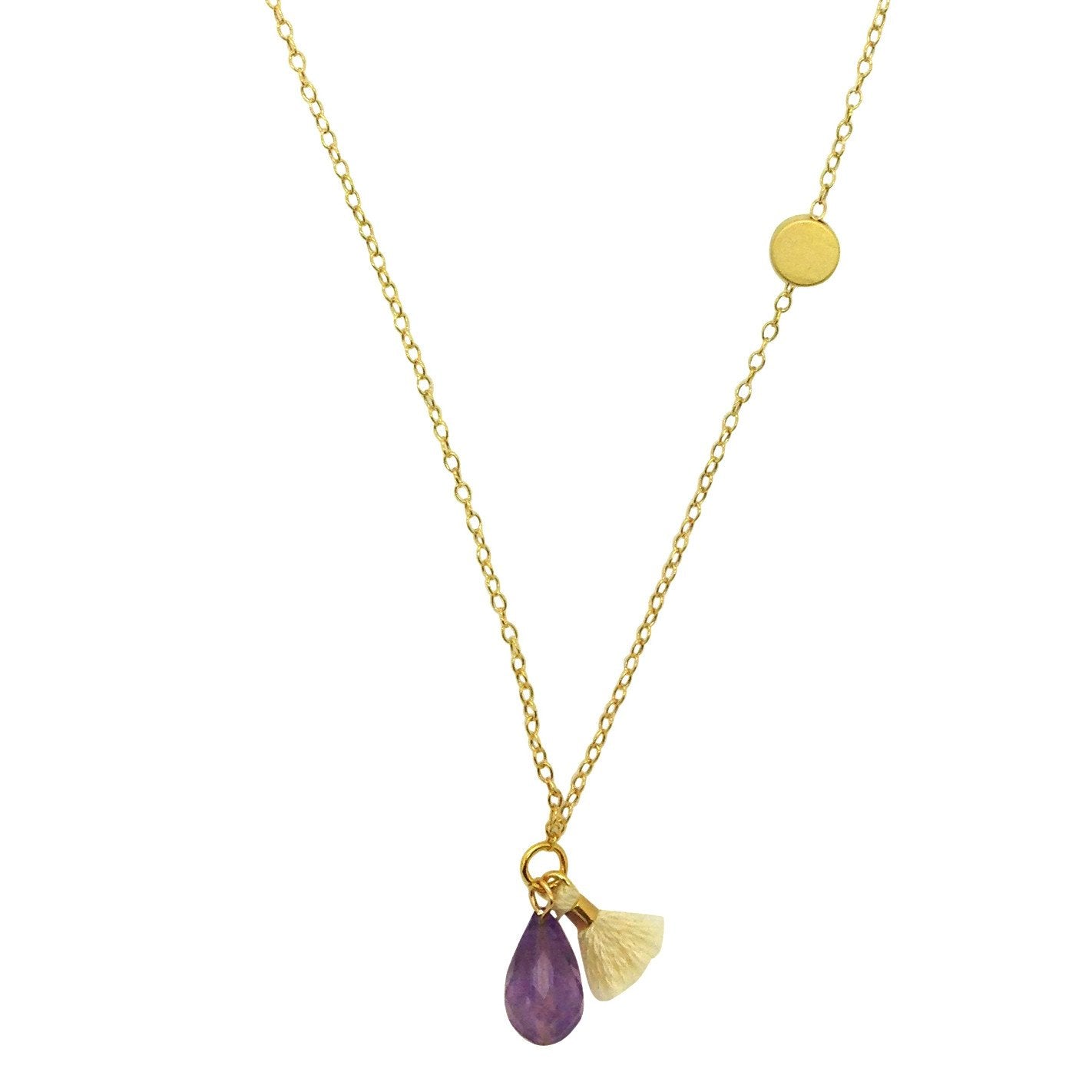 Odisya- Amethyst Tassel Charm Necklace