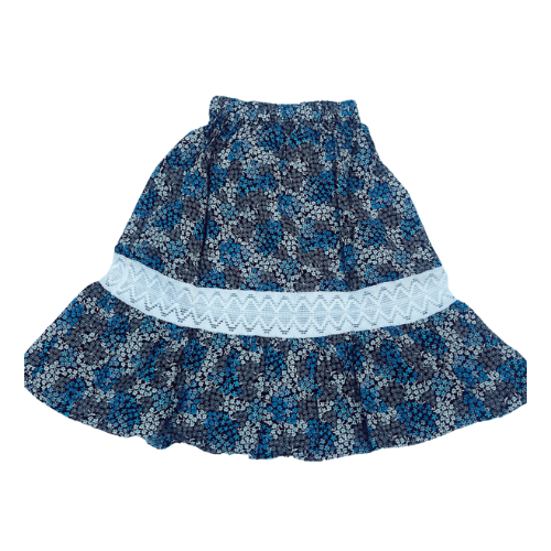 ILUCA the label: MADDISON BLUE SKIRT W/ CROCHET DETAIL- WOMENS- Handmade of organic cotton and crochet