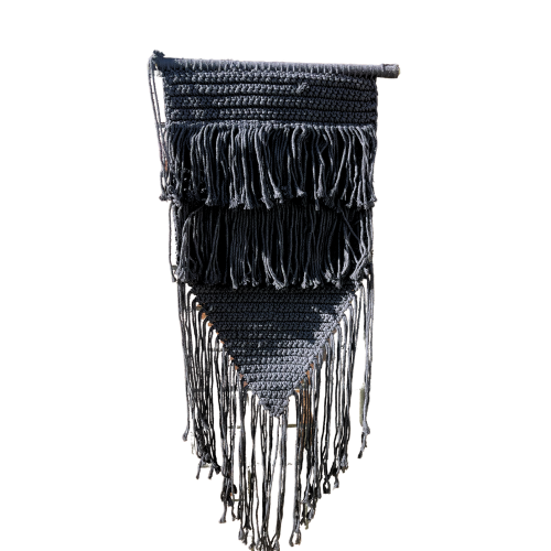 Black Boho Natural Macrame Wall Hanging