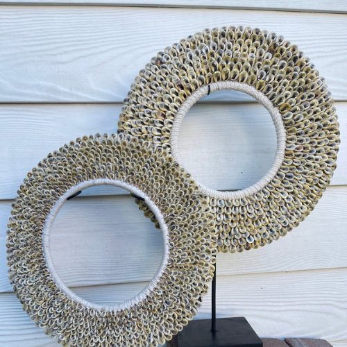 Natural Hoop Shell Bust on Stand- Tribal Homewares Decor