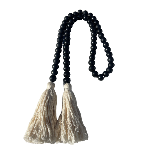 Black and Natural Tassel Beads