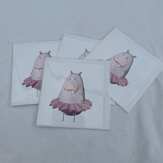 Ballet Tutu Hippo illustrative All Occassions Card - CA-42