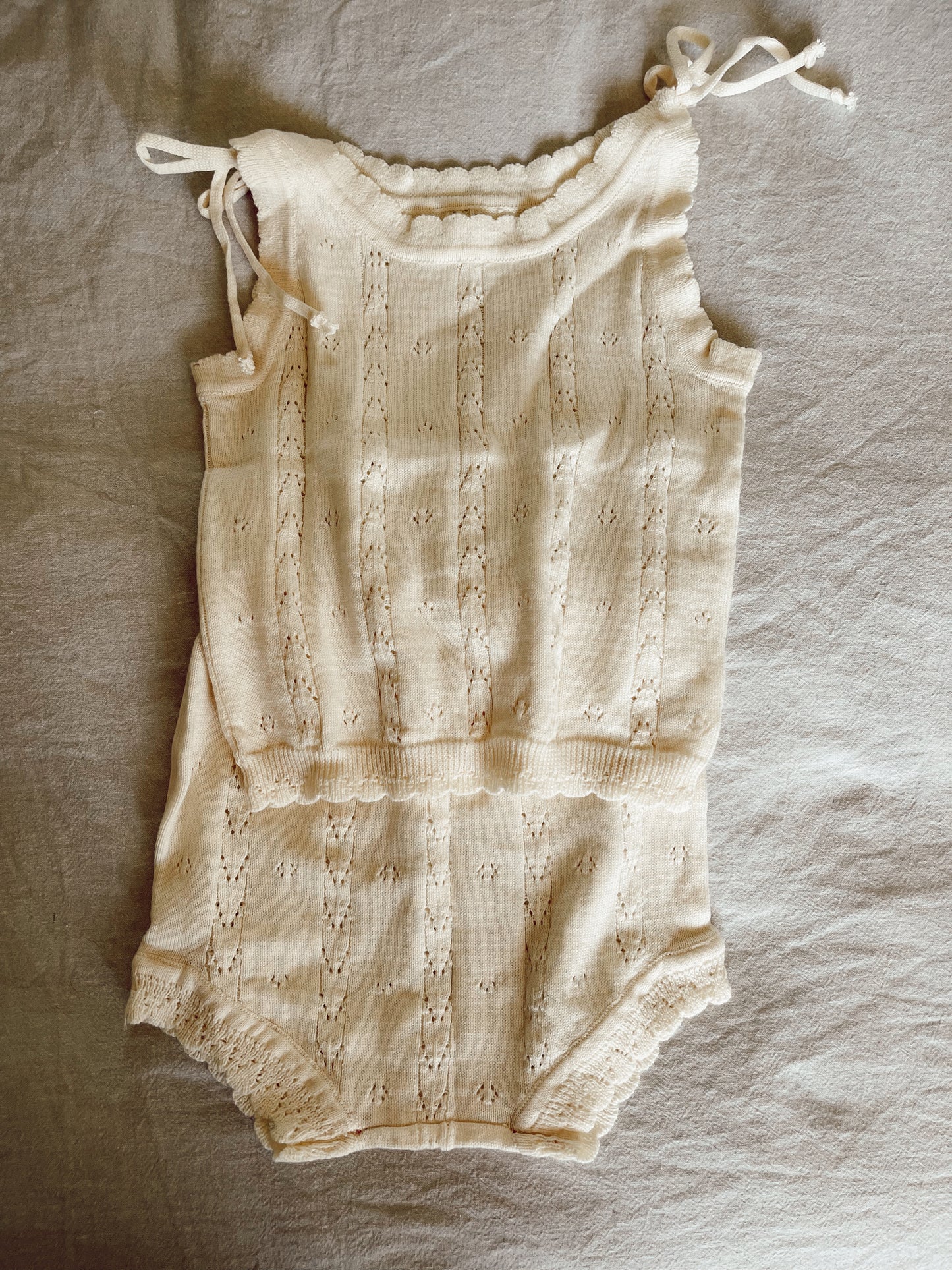 NATURAL CREAM PETITE SUMMER KNIT SET - BABY