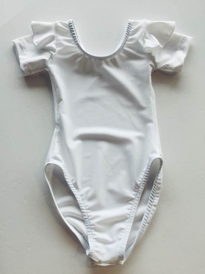 BABY + KIDS SIZES BELLE CAP SLEEVE WHITE BODY SUIT - HANDMADE - ORGANIC COTTON