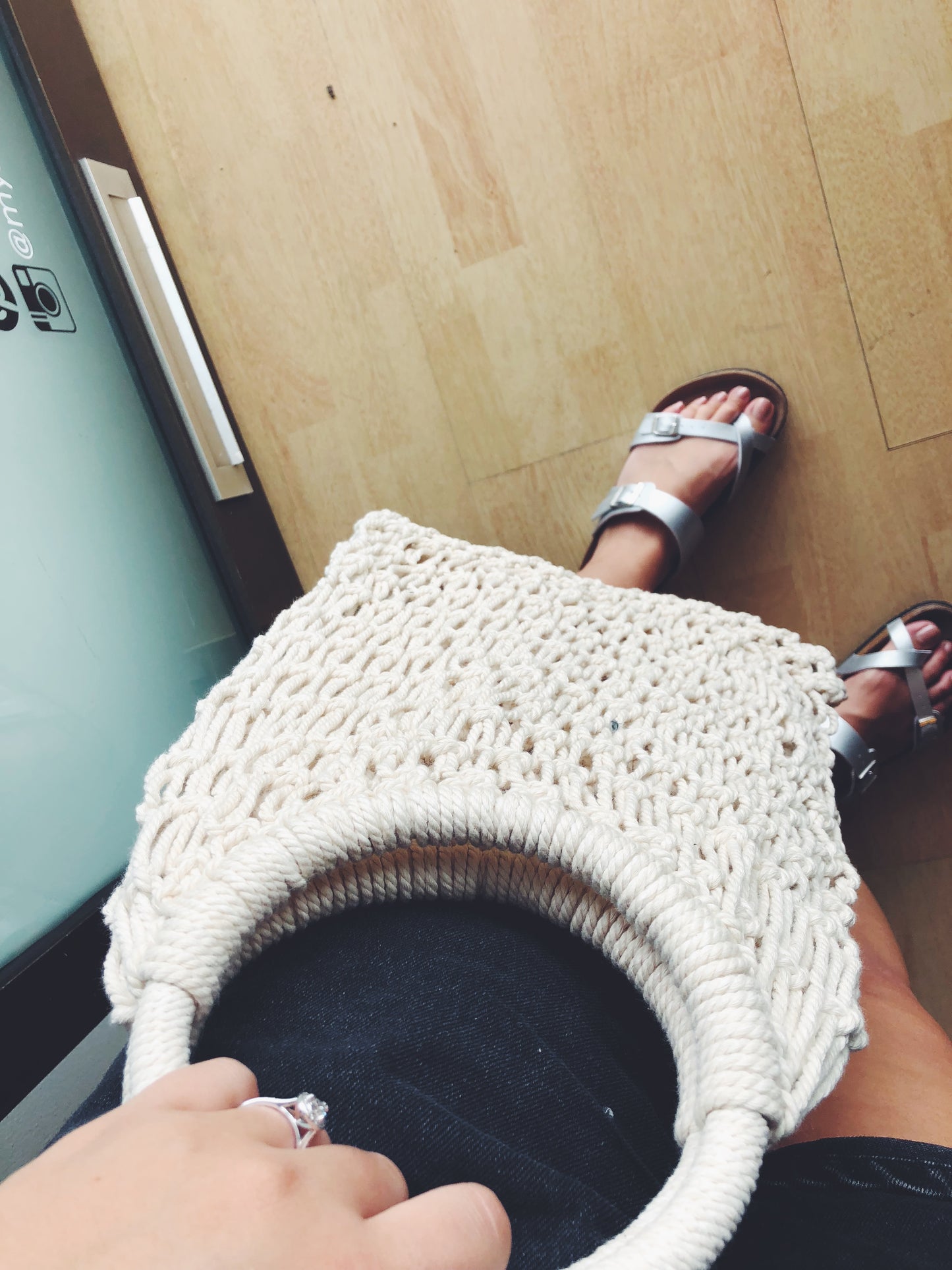 Natural Macrame Hoop Carry All Bag