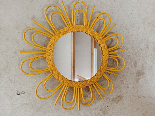 Bamboo Flower Braided 70's Inspired Mirror.