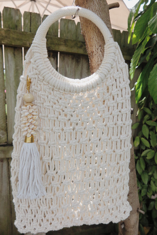 Natural Macrame Hoop Carry All Bag