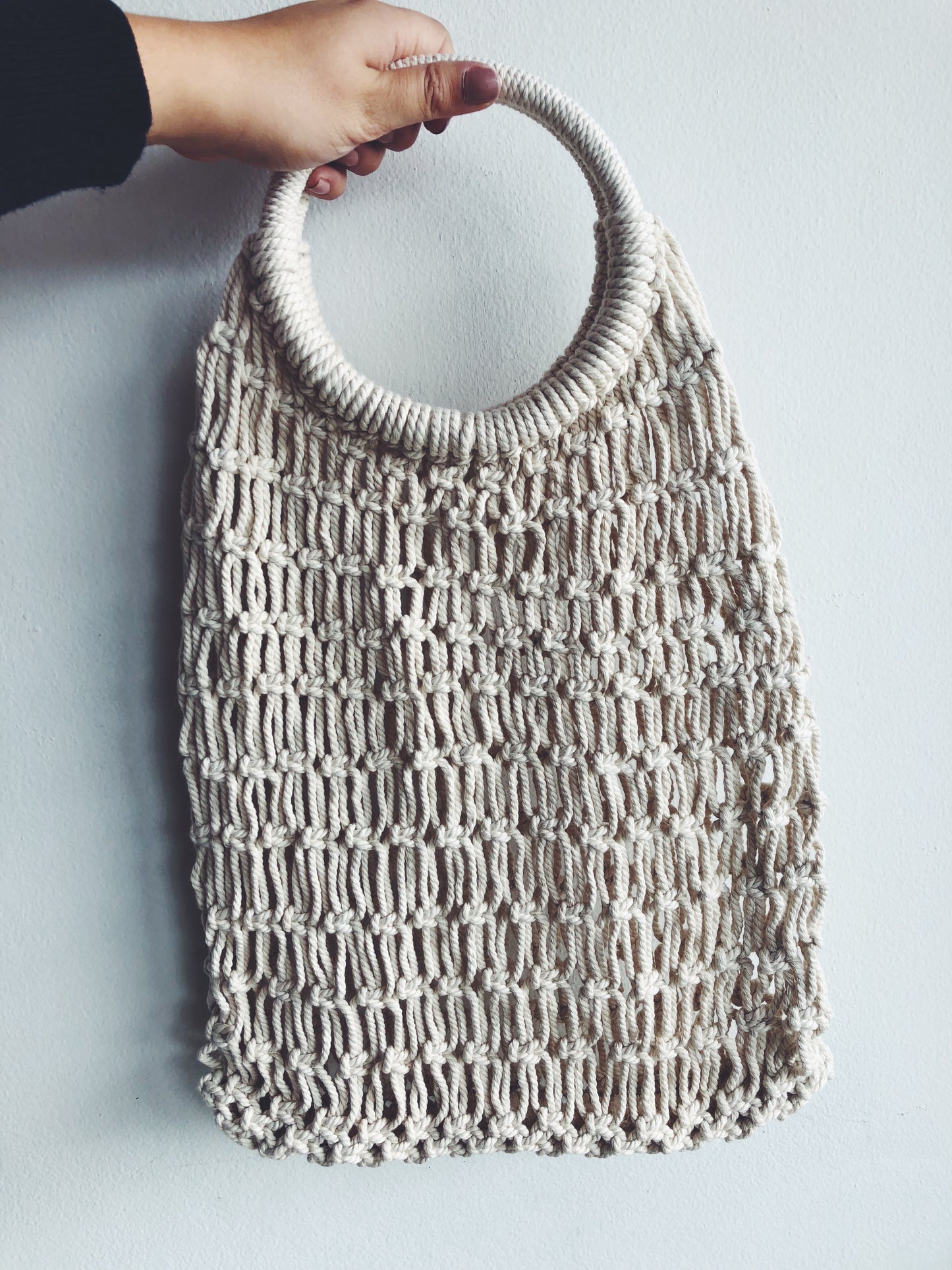 Natural Macrame Hoop Carry All Bag