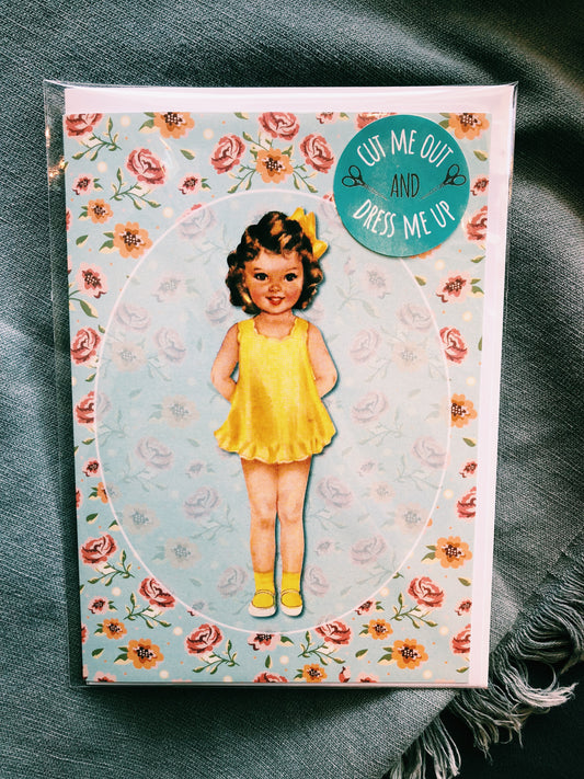VINTAGE CUT OUT AND DRESS UP CARD - YELLOW - DM3