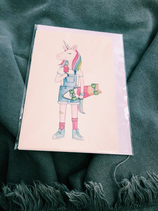 UNICORN POPSICAL WATER COLOUR - ALL OCCASIONS CARD - MH13