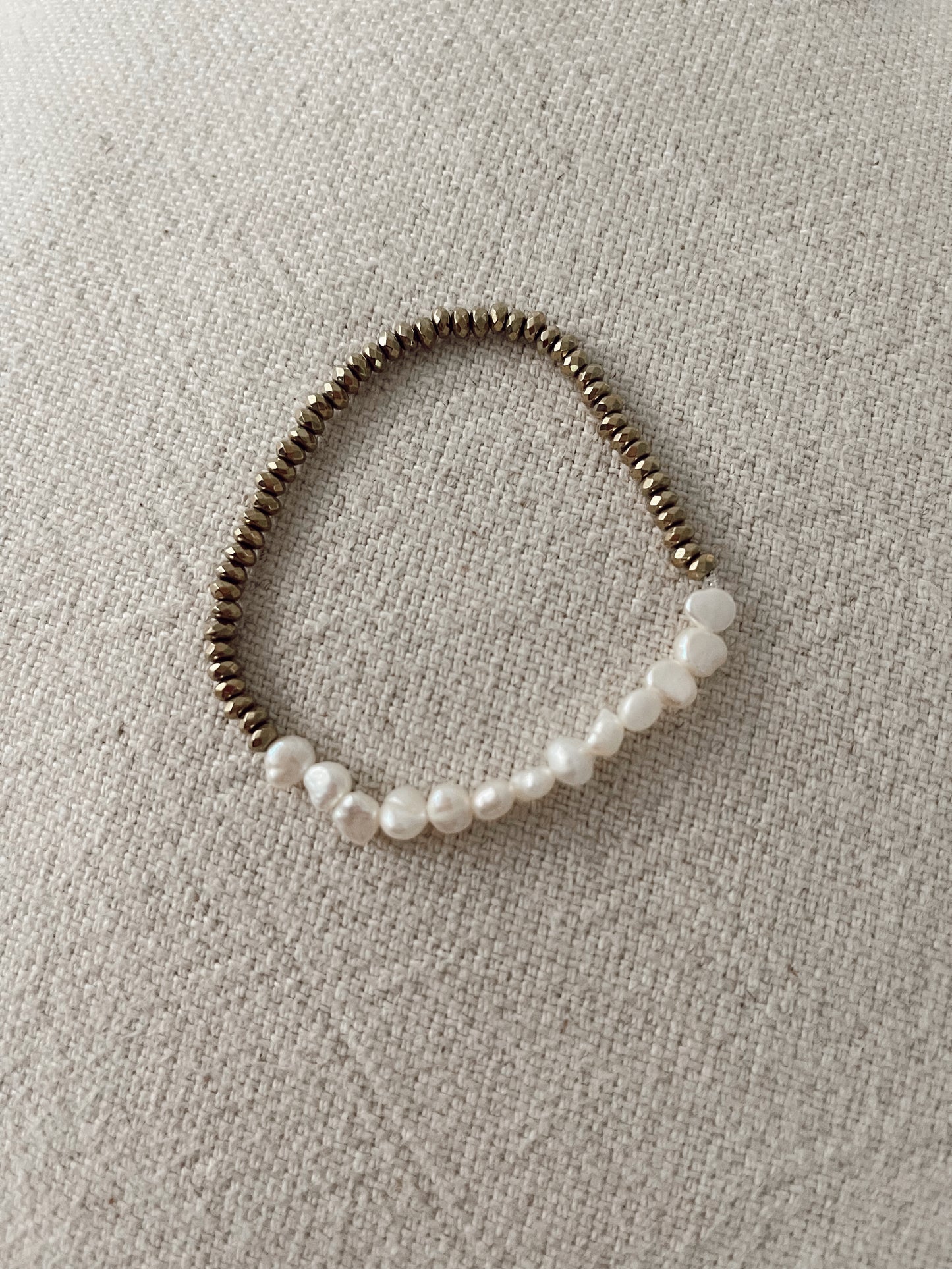 Duo Pearl + Gold  Beaded Bracelet